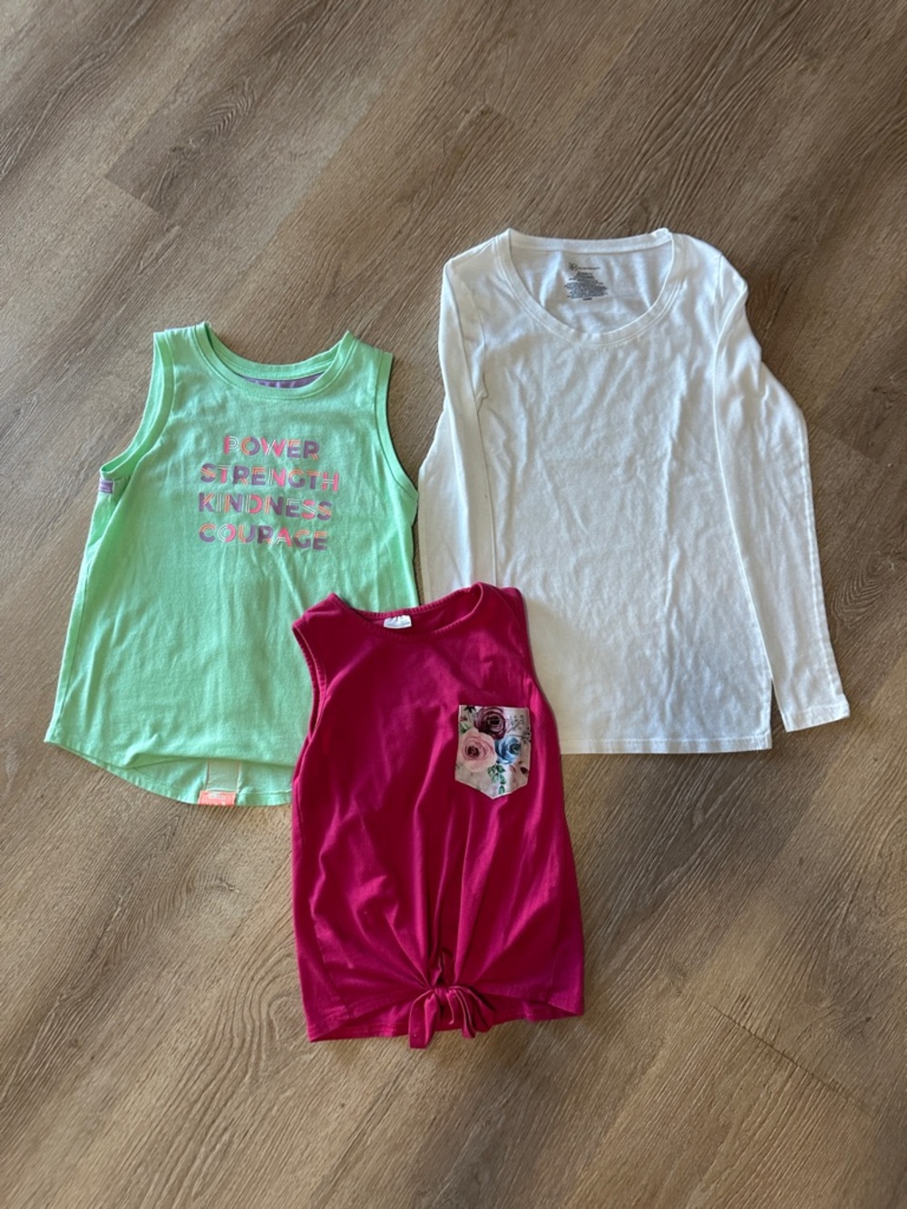 Girls' Hot Pink Tie-Front Tank Top with Floral Pocket